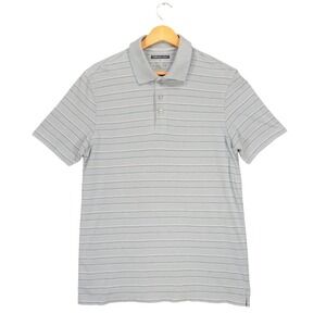 Van Heusen Studio Polo Shirt Mens S Blue Excellent Striped Slim Fit Short Sleeve